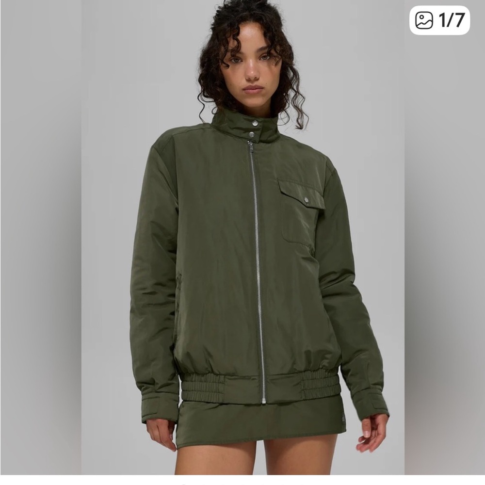 NWT ALO Yoga Green Olive Bomber Jacket
